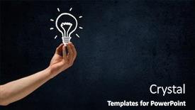  Presentation with light bulb - Theme having human-hand-on-dark-background background and a black colored foreground