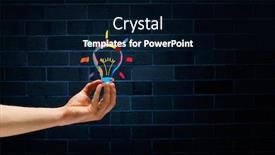  Presentation with light bulb - Beautiful presentation theme featuring human-hand-on-dark-background backdrop and a black colored foreground