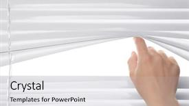  Presentation with hotel - Presentation theme having human hand opening blinds background and a white colored foreground