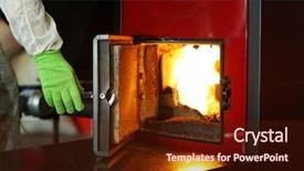  Presentation with boiler - PPT layouts with human hand opening boiler door background and a  colored foreground