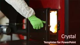  Presentation with boiler - Audience pleasing theme consisting of human hand opening boiler door backdrop and a wine colored foreground