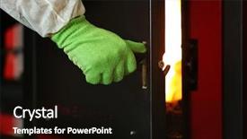  Presentation with boiler - Theme featuring human hand opening boiler door background and a  colored foreground