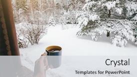  Presentation with pov - PPT layouts featuring human hand over snowy forest background and a light gray colored foreground