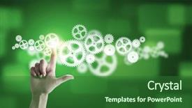  Presentation with anti parasitic of human - PPT theme consisting of human hand pointing at gears background and a  colored foreground