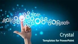  Presentation with human recourses - Cool new slide set with human hand pointing at gears backdrop and a  colored foreground