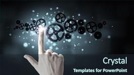  Presentation with human immune system - Theme consisting of human hand pointing at gears background and a  colored foreground