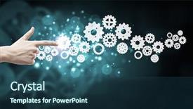  Presentation with human cell receptors - Cool new presentation theme with human hand pointing at gears backdrop and a  colored foreground