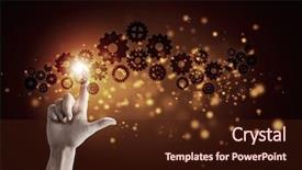  Presentation with business and human rights - Beautiful presentation featuring human hand pointing at gears backdrop and a  colored foreground