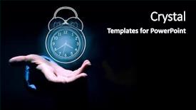  Presentation with human - Colorful PPT theme enhanced with human hand pointing at gears backdrop and a  colored foreground