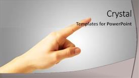  Presentation with human - Presentation having humans arm - human hand pointing on gray background and a  colored foreground