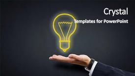  Presentation with light bulb - Audience pleasing slide deck consisting of human hand presenting light bulb backdrop and a  colored foreground