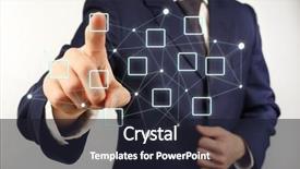  Presentation with human social - PPT theme with human hand pressing social network background and a  colored foreground