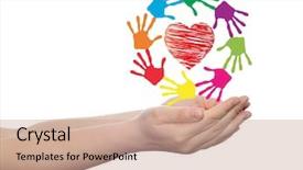  Presentation with child friendship - Cool new presentation theme with conceptual red heart symbol backdrop and a coral colored foreground