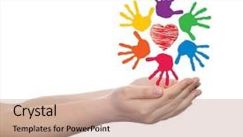  Presentation with child friendship - Slide set consisting of conceptual red heart symbol background and a coral colored foreground