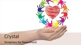  Presentation with child protection - Presentation design featuring conceptual red heart symbol background and a coral colored foreground