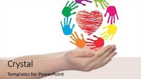  Presentation with child friendship - Presentation theme enhanced with conceptual red heart symbol background and a coral colored foreground