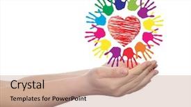  Presentation with child protection - PPT theme featuring conceptual red heart symbol background and a coral colored foreground