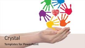  Presentation with child friendship - Slide set enhanced with circle isolated on white background background and a coral colored foreground