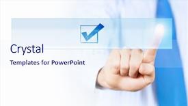  Presentation with human - Presentation theme consisting of human hand pushing application icon background and a  colored foreground