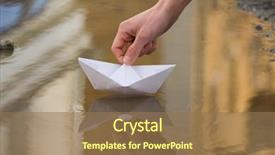  Presentation with water ship - Theme with human hand putting paper ship background and a coral colored foreground