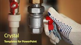  Presentation with starting system - Cool new PPT theme with human hand starting heating system backdrop and a tawny brown colored foreground