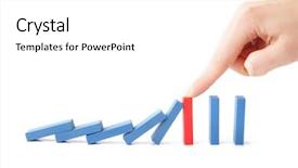  Presentation with domino - Presentation having human hand stops a domino background and a white colored foreground