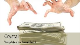  Presentation with human trafficking illegal rights labour - Theme with human hand take over money background and a coral colored foreground