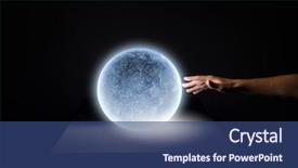  Presentation with human - Theme having human hand touching blue glow background and a ocean colored foreground