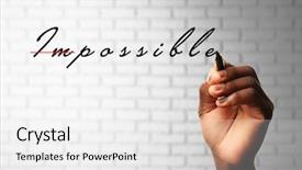  Presentation with possible - PPT theme having human hand turning word impossible background and a white colored foreground