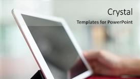  Presentation with human - Presentation enhanced with human hand use of tablet background and a  colored foreground