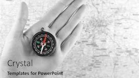  Presentation with compass map - Beautiful presentation featuring human hand with compass above map backdrop and a light gray colored foreground
