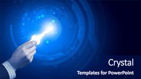  Presentation with digital data a human eye - Amazing PPT theme having human hand with digital key backdrop and a  colored foreground