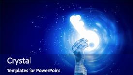  Presentation with digital data a human eye - Cool new slide deck with human hand with digital key backdrop and a black colored foreground