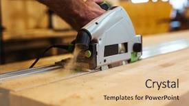  Presentation with scroll - Amazing slides having human hand with scroll-saw backdrop and a  colored foreground