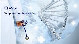  Presentation with dna - Cool new slide deck with human hand with stethoscope backdrop and a sky blue colored foreground