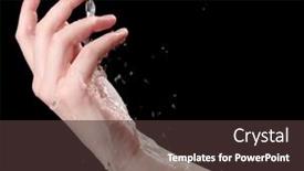  Presentation with splashing - Cool new presentation theme with human hand with water splashing on them on black background backdrop and a tawny brown colored foreground