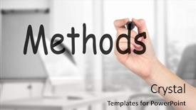  Presentation with human - Theme having human hand writing word methods background and a lemonade colored foreground