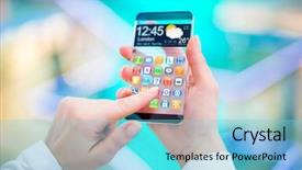  Presentation with smart - Presentation with human hands concept actual future background and a light blue colored foreground