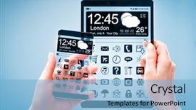  Presentation with smart - PPT theme featuring human hands concept actual future background and a light blue colored foreground