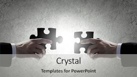  Presentation with connecting - Slides featuring human hands connecting puzzle background and a  colored foreground