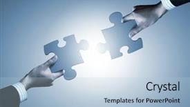  Presentation with connecting - Cool new presentation with human hands connecting puzzle backdrop and a  colored foreground