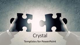  Presentation with connecting - PPT theme consisting of human hands connecting puzzle background and a  colored foreground