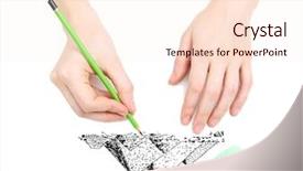  Presentation with human - Amazing theme having human hands drawing pyramids isolated backdrop and a  colored foreground