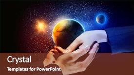  Presentation with hands-holding - Beautiful slide set featuring human hands holding earth backdrop and a tawny brown colored foreground