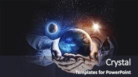  Presentation with ecology - Beautiful presentation theme featuring human hands holding earth backdrop and a dark gray colored foreground