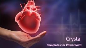  Presentation with human heart - PPT layouts consisting of human hands holding human heart background and a tawny brown colored foreground