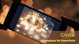  Presentation with flutes - PPT theme having human-hands-holding-smartphone background and a tawny brown colored foreground