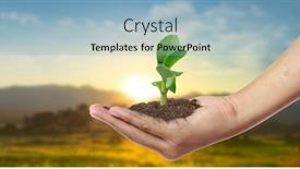  Presentation with sprout - Slide deck consisting of human-hands-holding-sprout-young background and a light blue colored foreground
