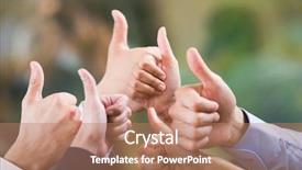  Presentation with voting - PPT theme enhanced with human hands showing sign background and a coral colored foreground