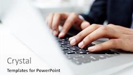  Presentation with keys - Presentation having human-hands-touching-keys background and a white colored foreground